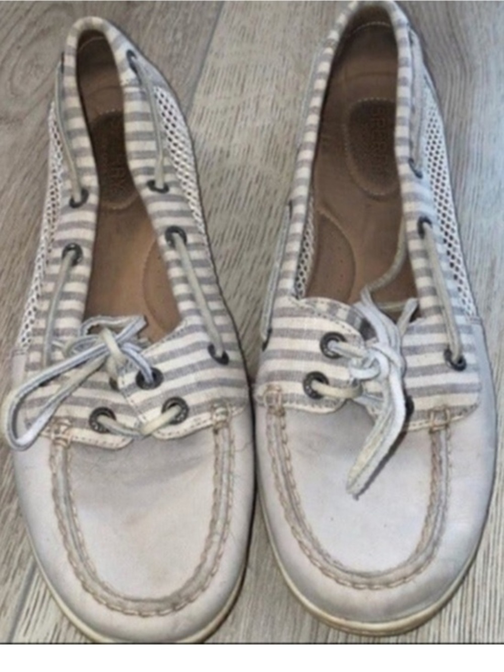 Sperry Women's Casual Lace-Up Boat Shoes - White and Light Gray